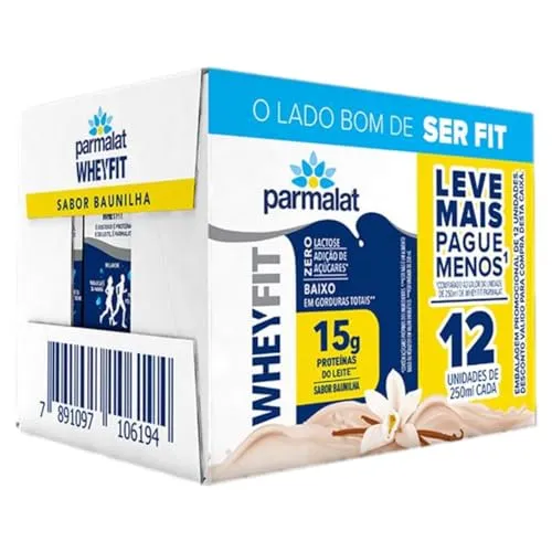 (Rec)(Add 2un)(Selecionados)Parmalat Wheyfit Baunilha 15g De Protena 250 Ml  Pack 12 Unidades